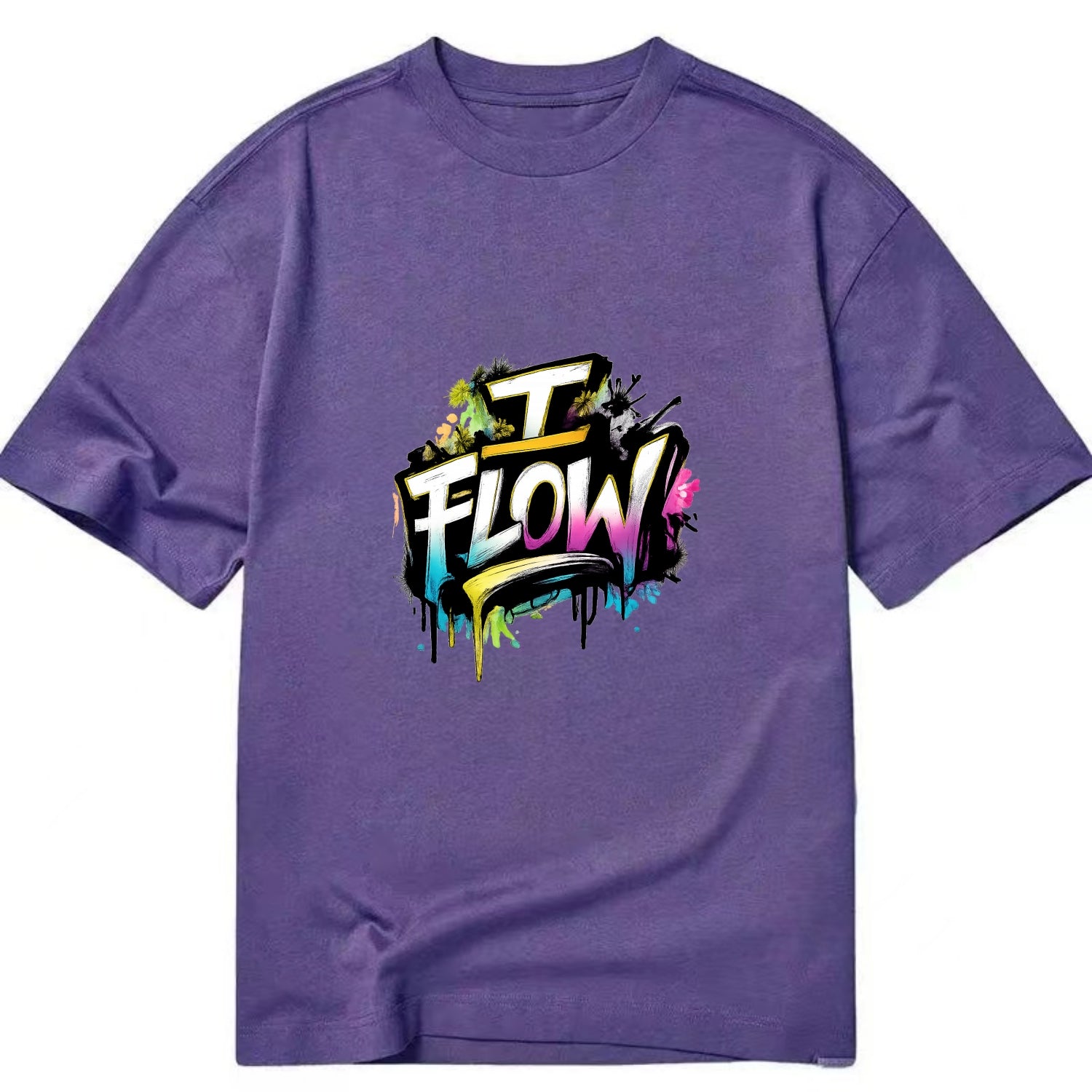 Bold typography design - "I FLOW" - going with life, easy movement - Classic T-shirt - Purple