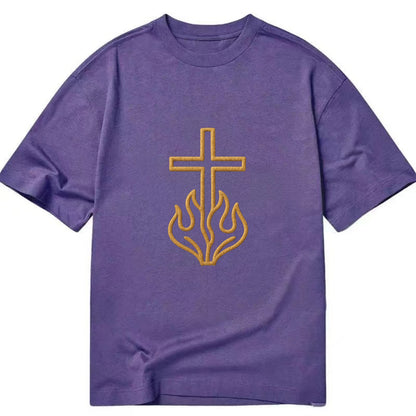 Burning Bush Cross  - Classic T-shirt - Purple