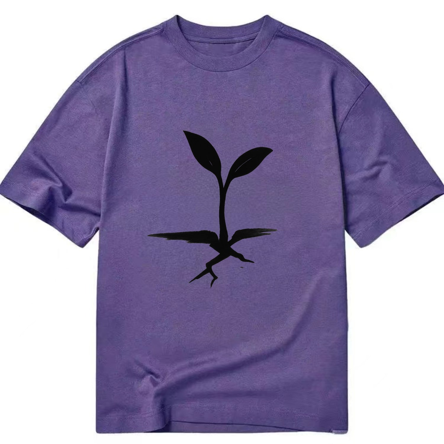 Seedling breaking through concrete - persistence ink brushstrokes - Classic T-shirt - Purple