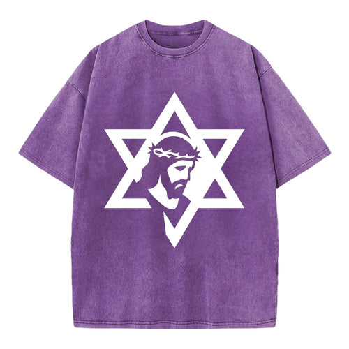 Star of David - negative space forms two overlapping triangles with hidden meaning - Vintage T-shirt