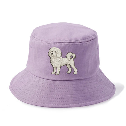 Löwchen - Little Lion Dog white embroidered pose - Bucket Hat - Purple