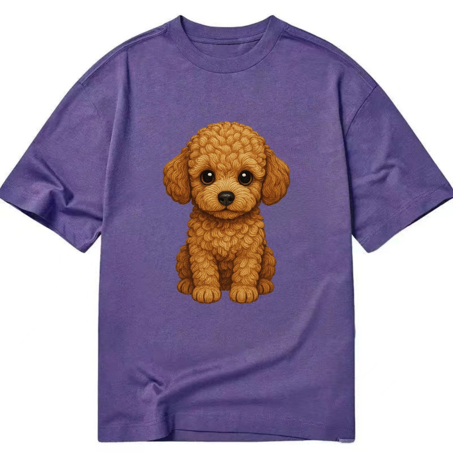 Baby Poodle Puppy - curly fluffy coat, intelligent eyes, elegant snout, - Classic T-shirt - Purple