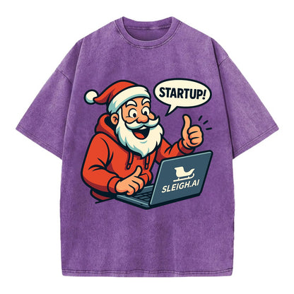 Santa Tech Startup CEO - Vintage T-shirt - Purple