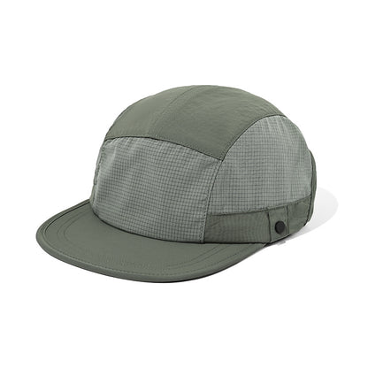 Quick-Dry Spring/Summer Duckbill Cap with Workwear Design, 5-Panel Patchwork, Unisex Outdoor Baseball Cap for Hiking