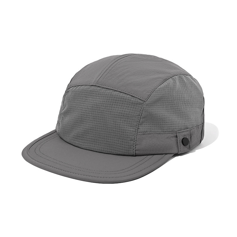 Quick-Dry Spring/Summer Duckbill Cap with Workwear Design, 5-Panel Patchwork, Unisex Outdoor Baseball Cap for Hiking