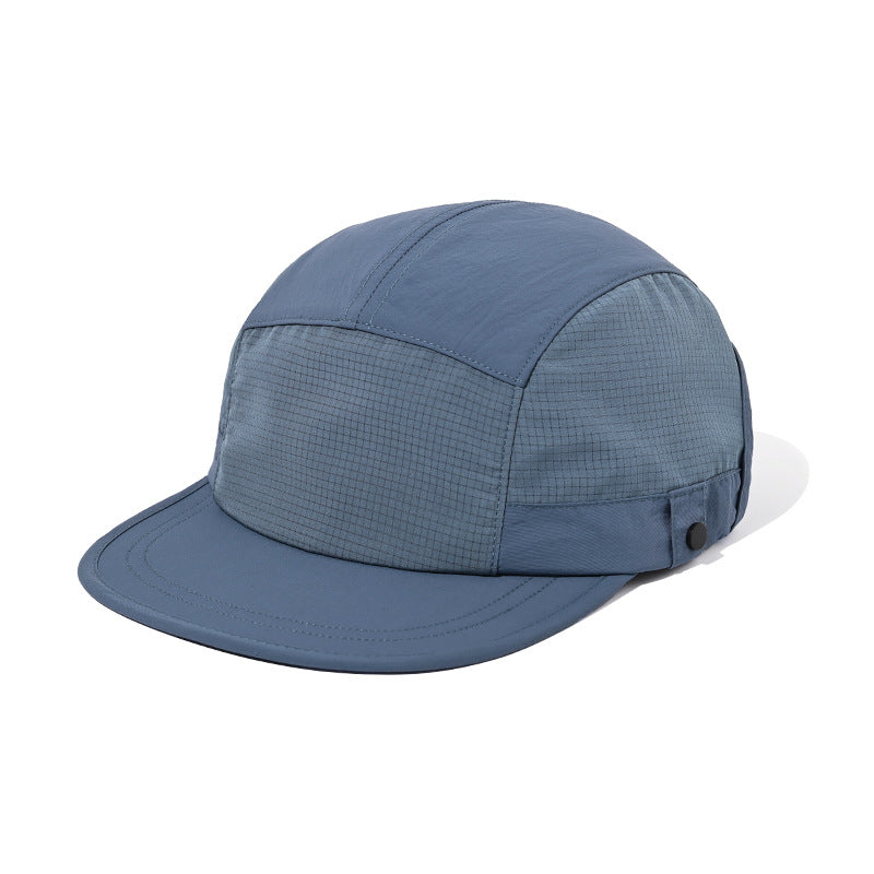 Quick-Dry Spring/Summer Duckbill Cap with Workwear Design, 5-Panel Patchwork, Unisex Outdoor Baseball Cap for Hiking