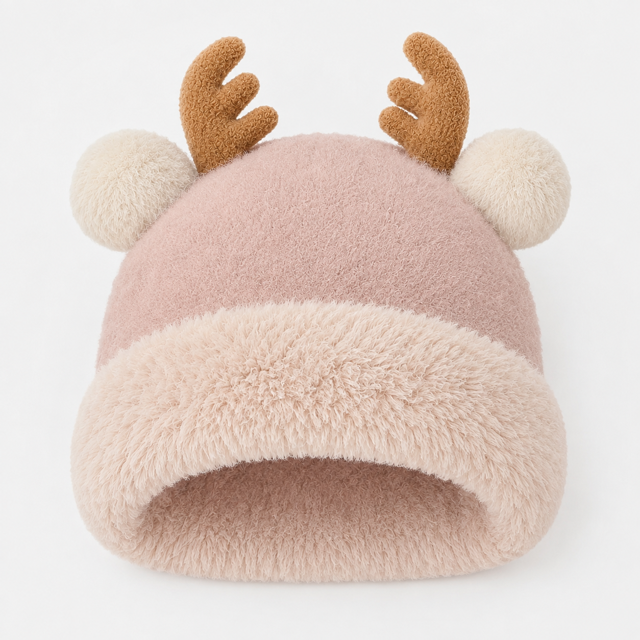 Reindeer Antler Plush Knit Beanie for Women