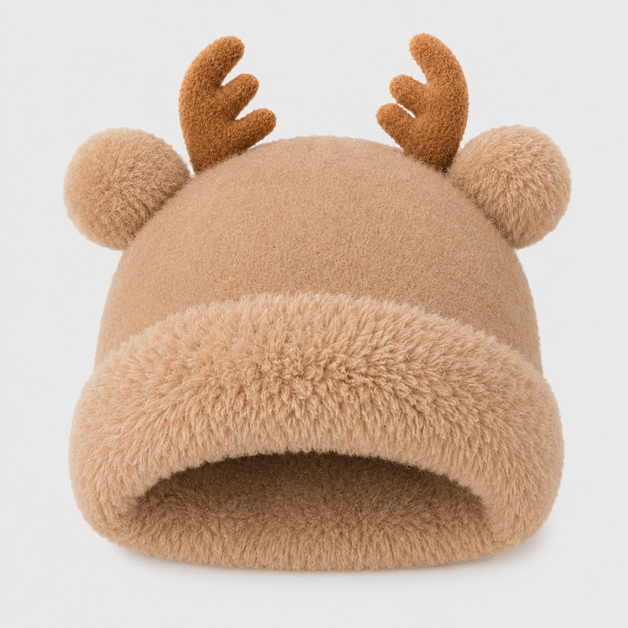 Reindeer Antler Plush Knit Beanie for Women