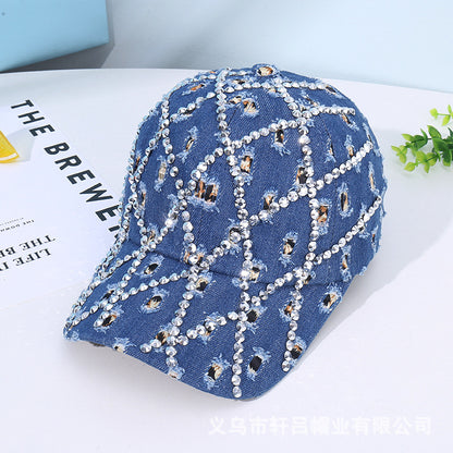 Rhinestone Cowboy Cap | Distressed Denim Baseball Hat