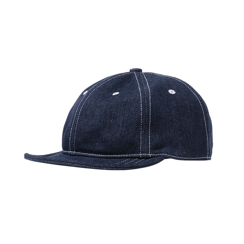 Retro Denim Baseball Cap - Japanese Style Short Brim