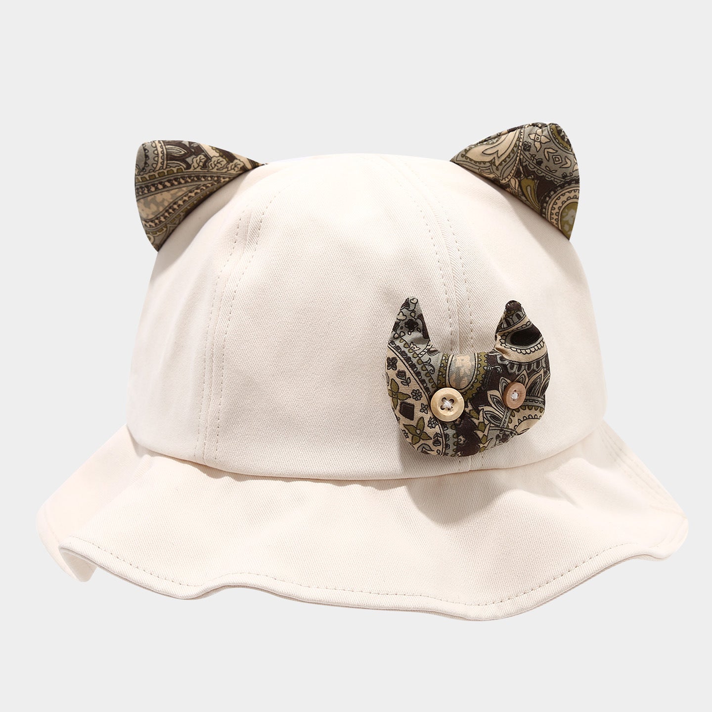 Retro Devil Kitten Bucket Hat - Cute Casual Sun Hat