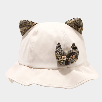 Retro Devil Kitten Bucket Hat - Cute Casual Sun Hat