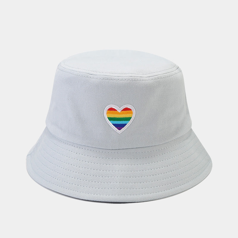 Rainbow Love Cotton Fisherman Hat - Korean Style