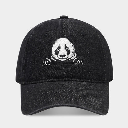Retro Panda Embroidered Denim Baseball Cap