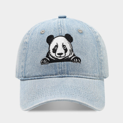 Retro Panda Embroidered Denim Baseball Cap