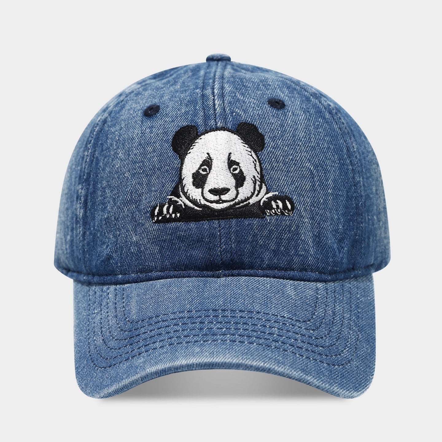 Retro Panda Embroidered Denim Baseball Cap