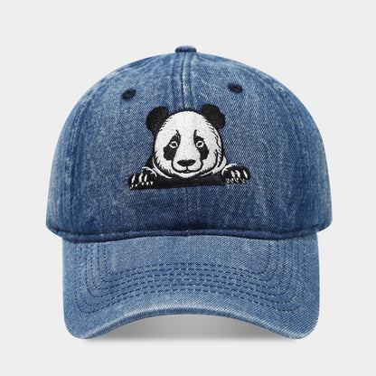 Retro Panda Embroidered Denim Baseball Cap