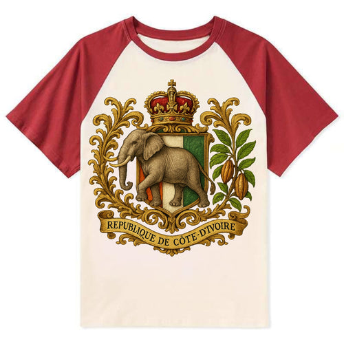 Ivory Coast Heritage Badge - Contrast Raglan T-shirt
