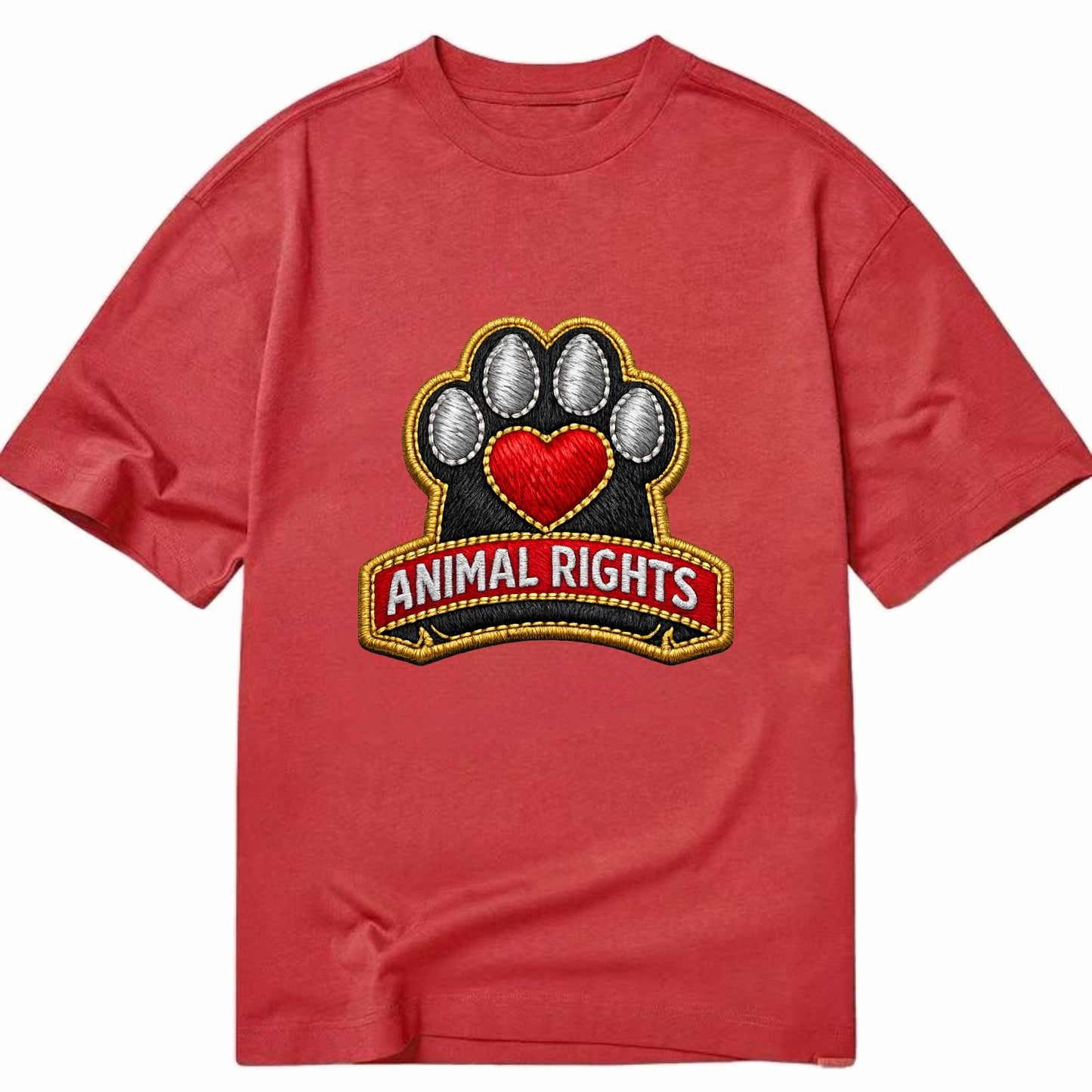 ANIMAL RIGHTS - raised paw with heart in red , advocacy - Classic T-shirt - Red