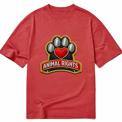 ANIMAL RIGHTS - raised paw with heart in red , advocacy - Classic T-shirt - Red