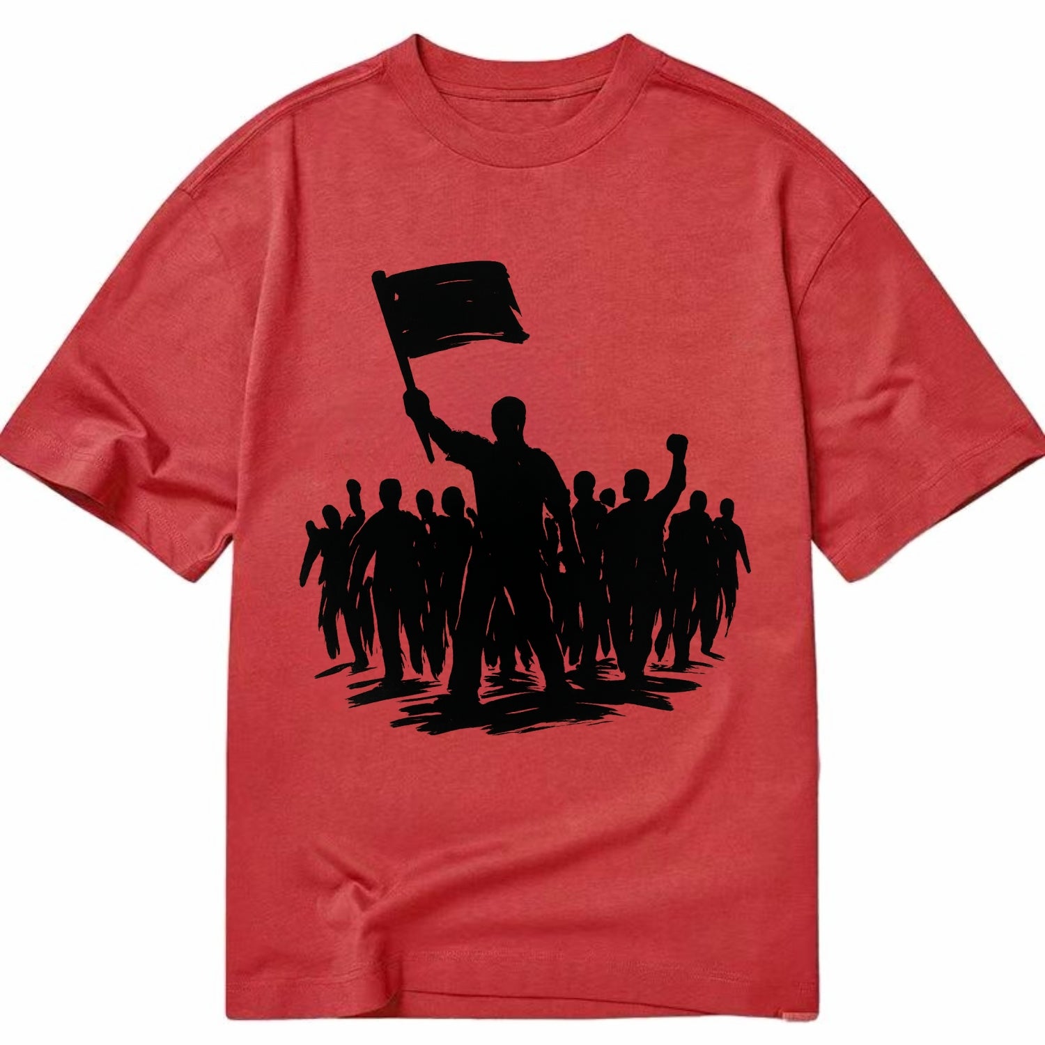 Crowd of protesters marching - solidarity movement ink painting - Classic T-shirt - Red