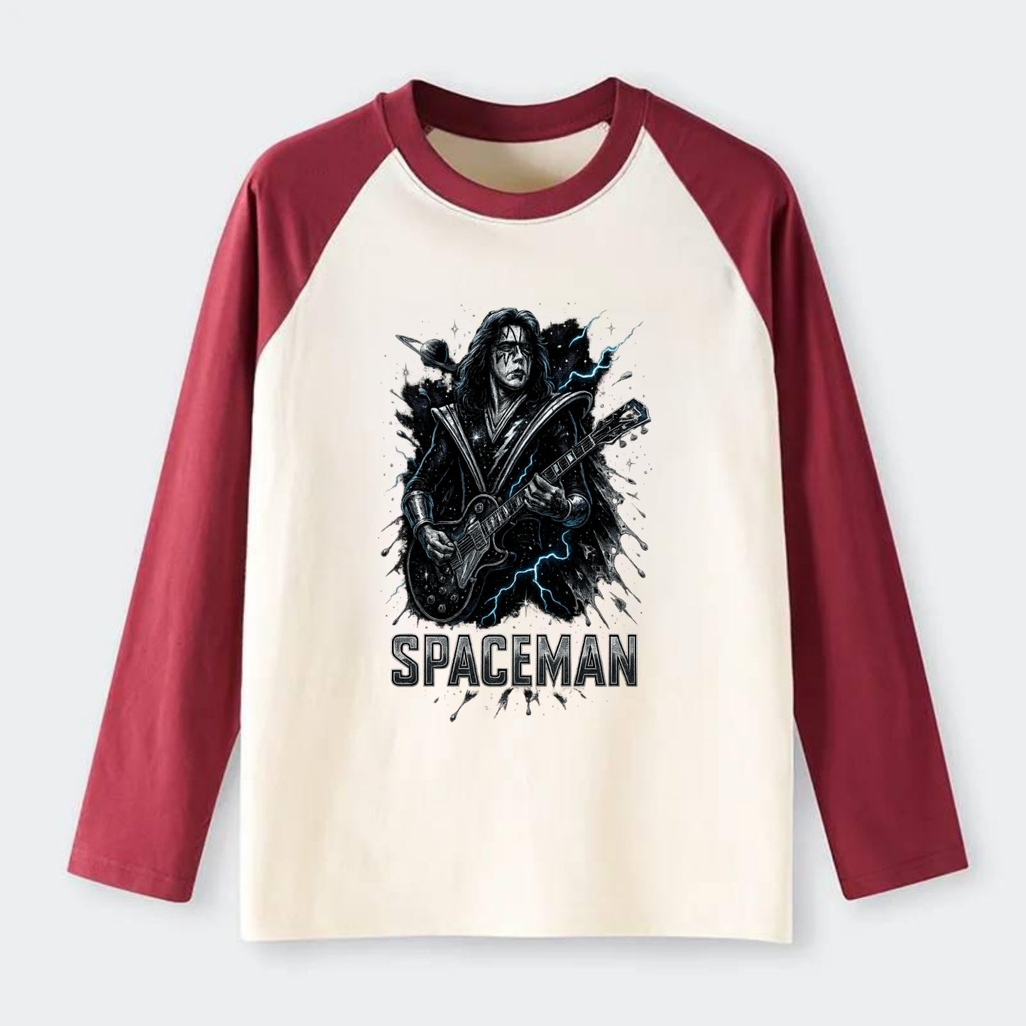 Silver Splash - Raglan Long Sleeve T-Shirt - Red