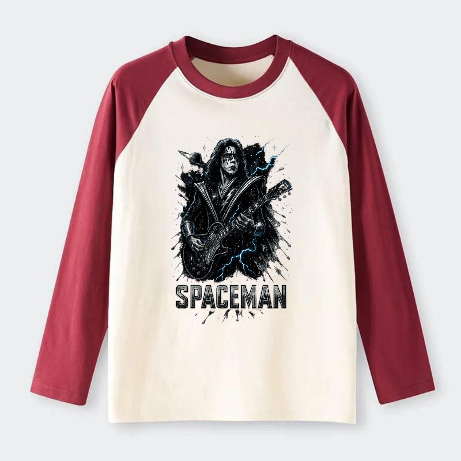 Silver Splash - Raglan Long Sleeve T-Shirt - Red