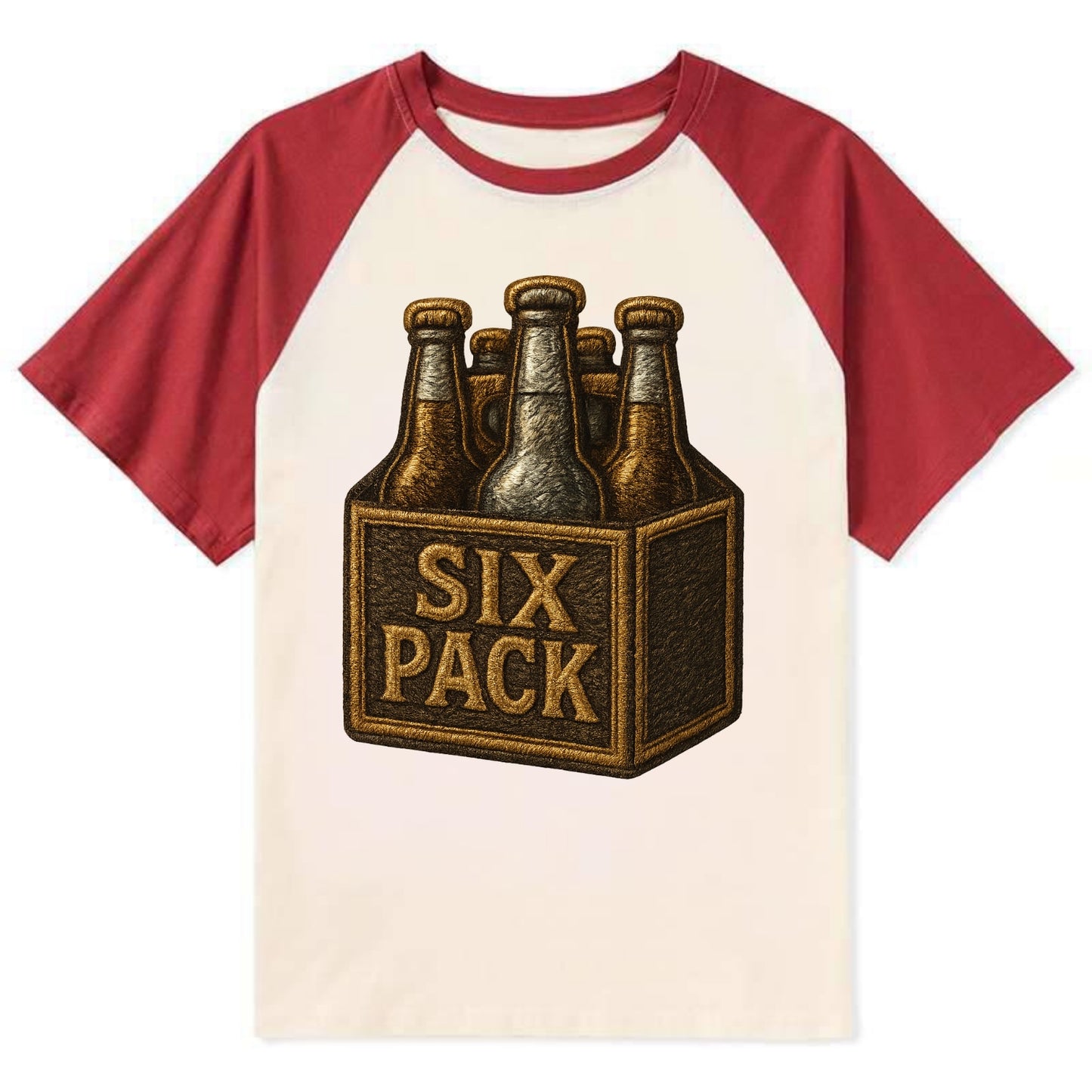 Six Pack  - Contrast Raglan T-shirt - Red