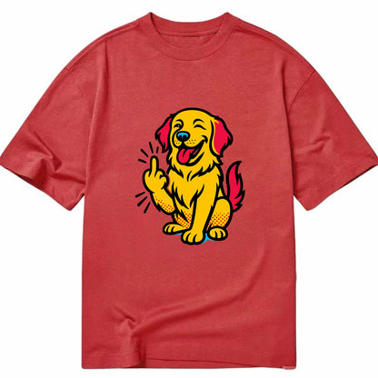 Golden Retriever with happy smile and golden coat, fluffy paw raised - Classic T-shirt - Red