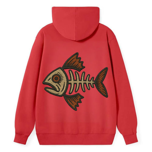 Fish Skeleton  - Classic Pullover Hoodie - Red