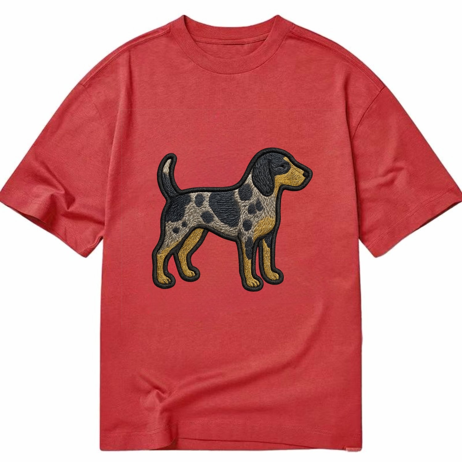 Bluetick Coonhound - Trendy spotted hound logo with prominent black border - Classic T-shirt - Red