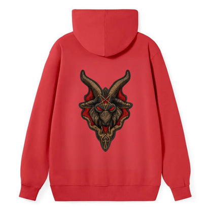 BAPHOMET HEAD - goat head symbol in black and red , occult - Classic Pullover Hoodie - Red