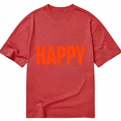 Bold typography design - "HAPPY" - joyful, content, pleased - Classic T-shirt - Red