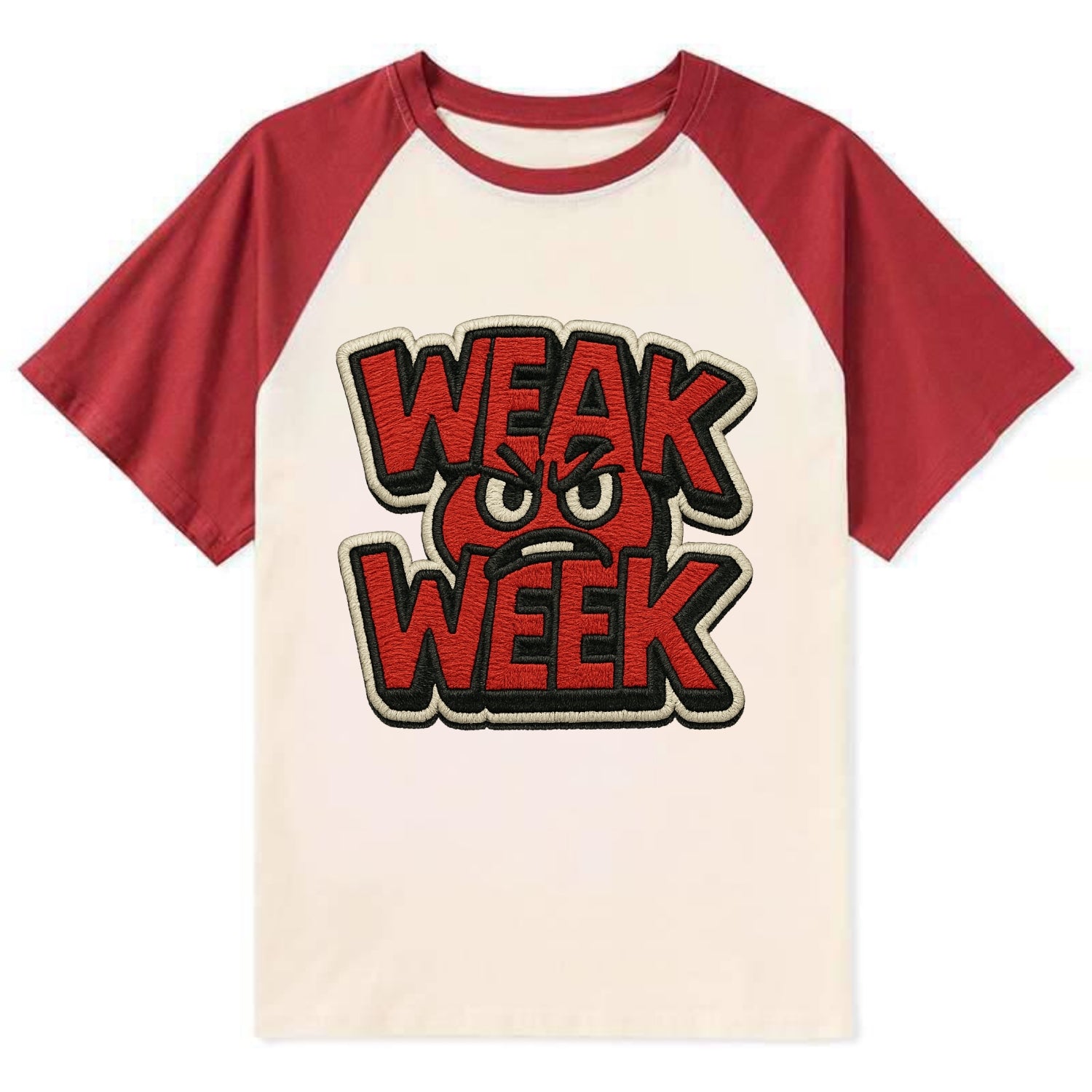 WEAK;WEEK WARRIOR Monday Blue Cap - Contrast Raglan T-shirt - Red