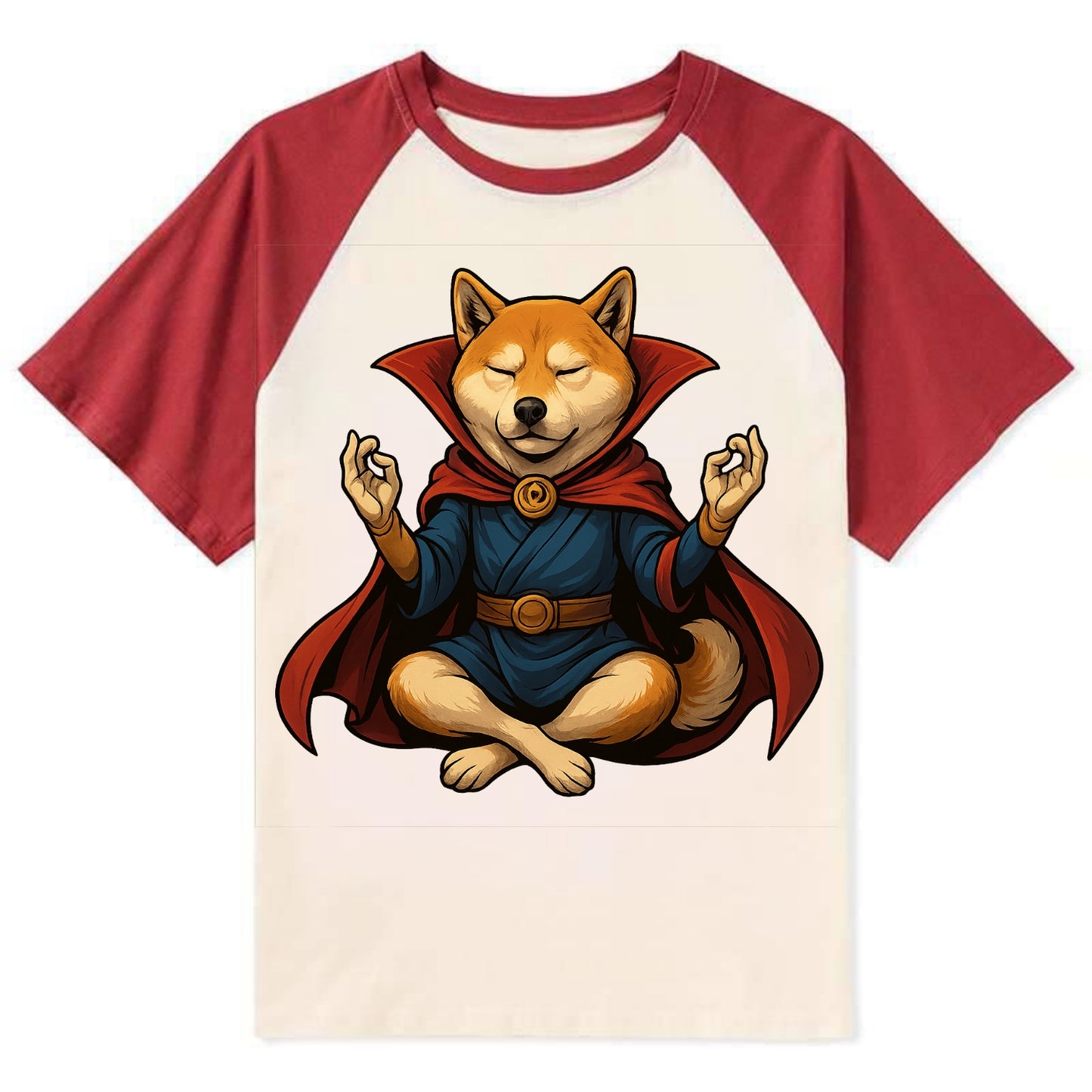 Shiba Inu Doctor Strange  - Contrast Rag - Contrast Raglan T-shirt - Red
