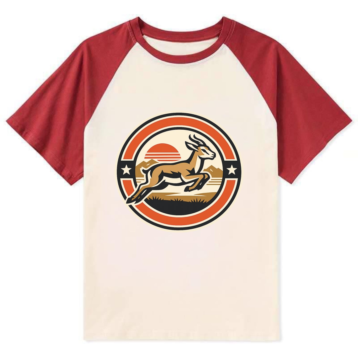 Proud Springbok Emblem - Contrast Raglan T-shirt - Red
