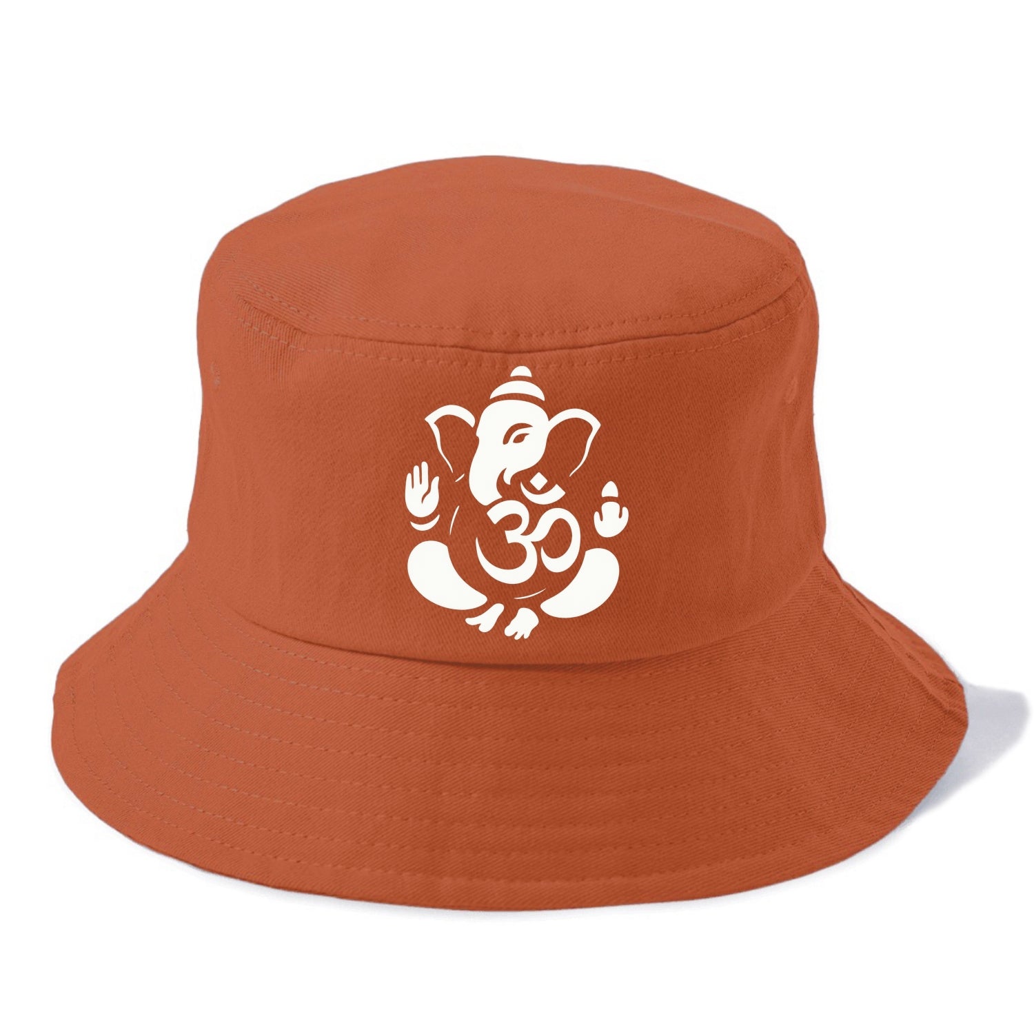 Ganesha elephant silhouette - negative space creates om symbol - Bucket Hat - Red