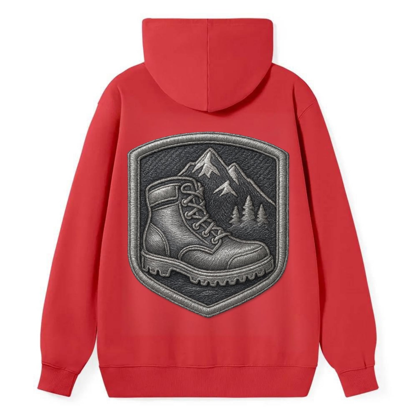 Hiking boots with mountain peak - hiker pride - Classic Pullover Hoodie - Red