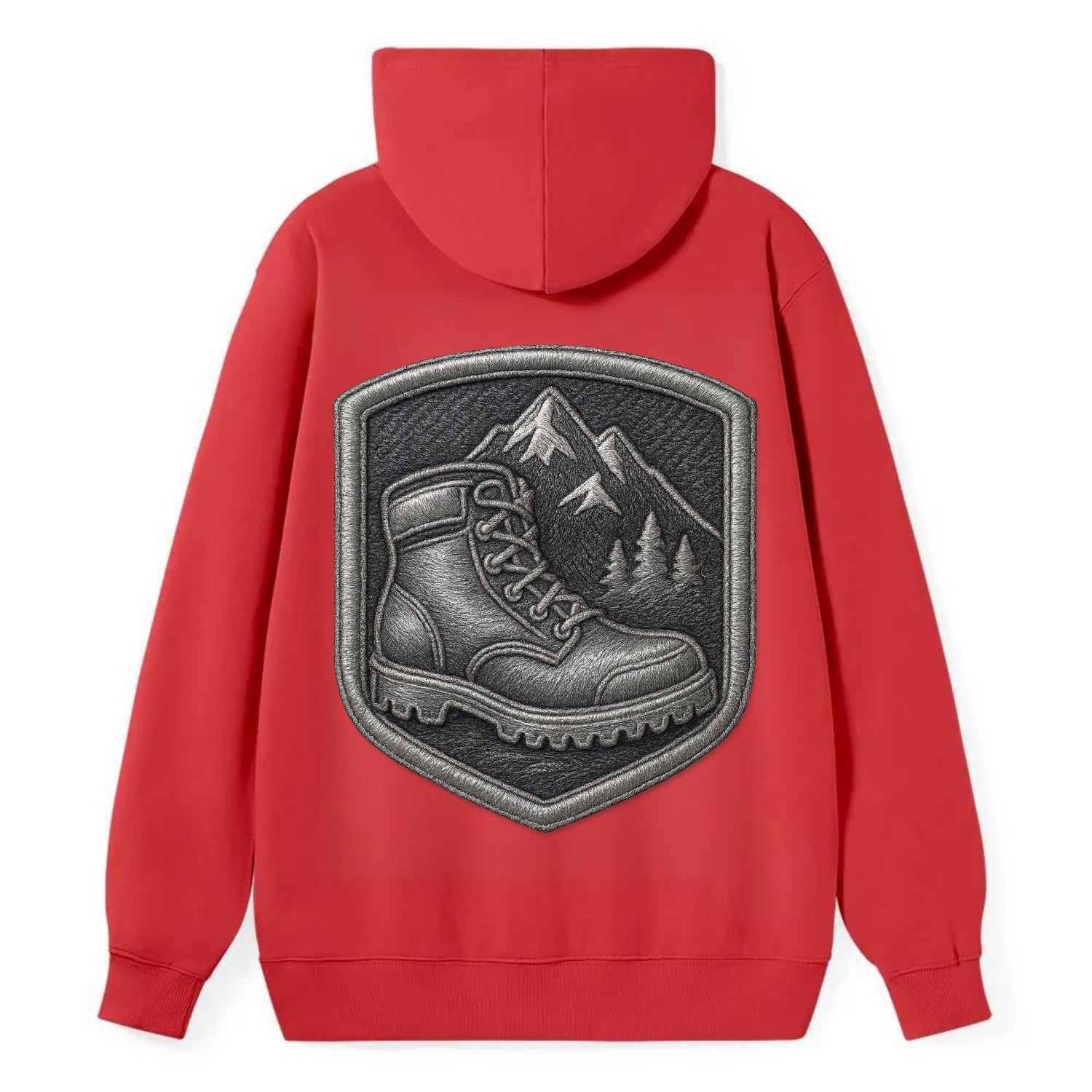 Hiking boots with mountain peak - hiker pride - Classic Pullover Hoodie - Red