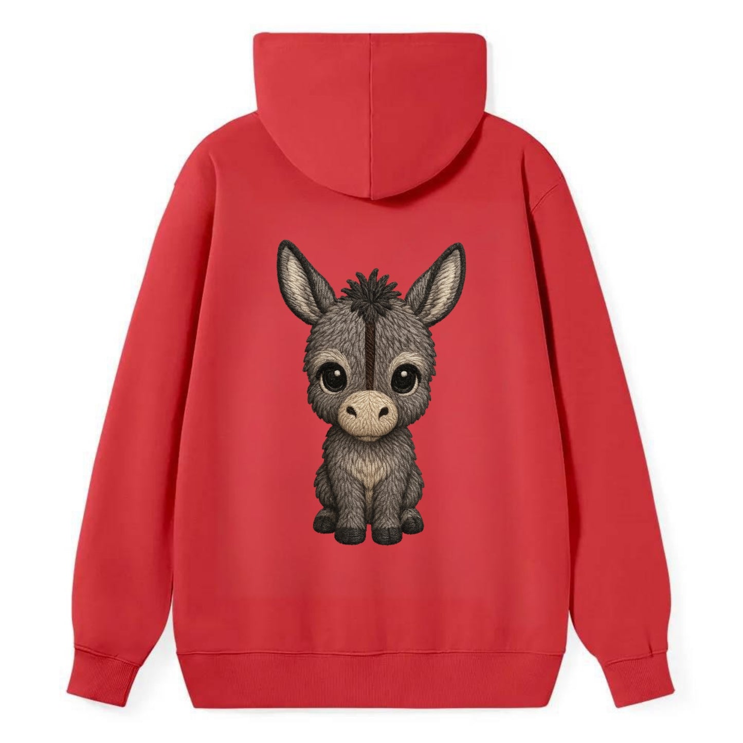 Baby Donkey Foal - gray fluffy, long ears, dark stripe, gentle eyes, - Classic Pullover Hoodie - Red