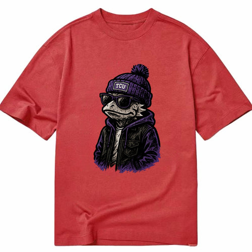 Fort Worth Frog wearing TCU beanie with horned patch - Classic T-shirt