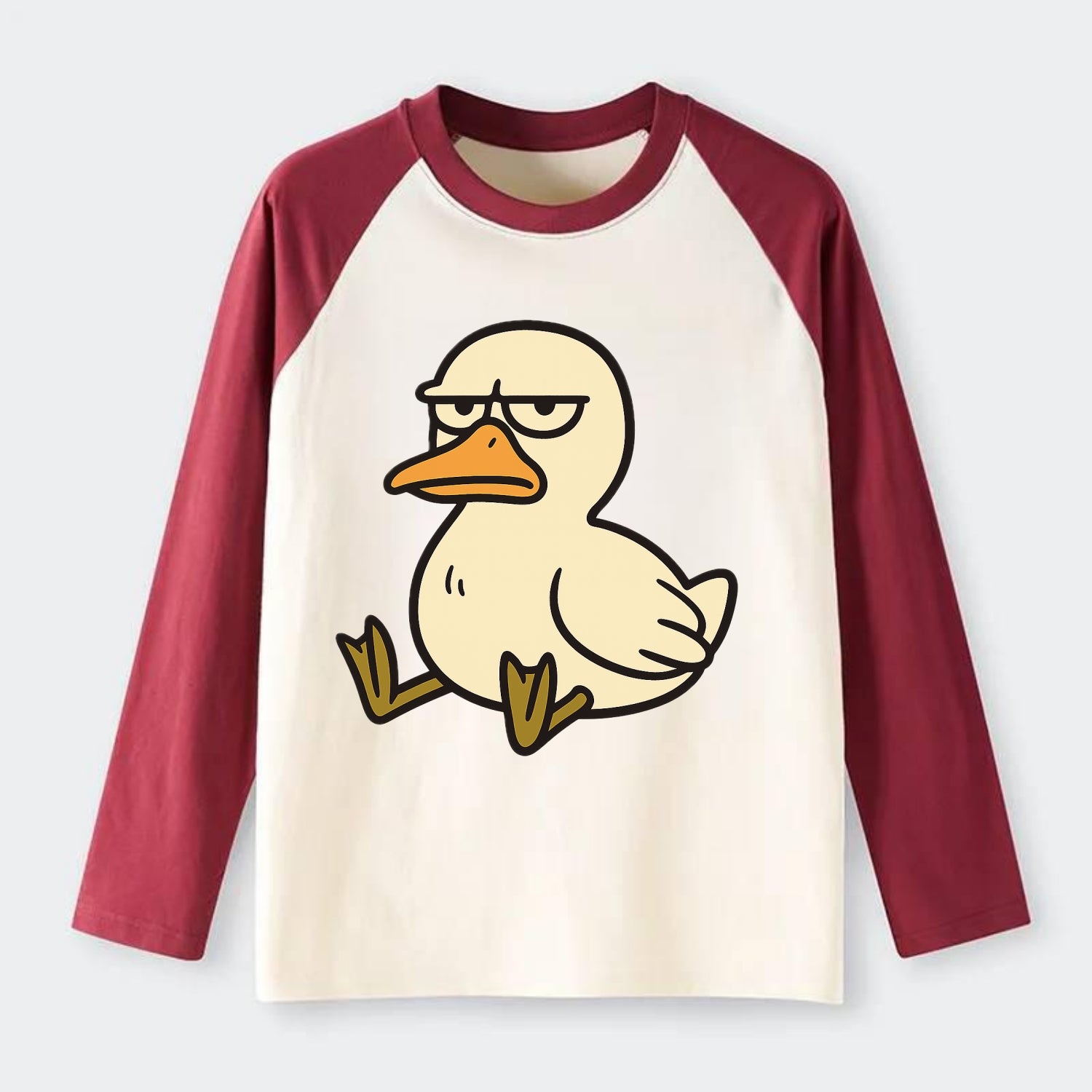 The Duck Judging Silently - Raglan Long Sleeve T-Shirt - Red