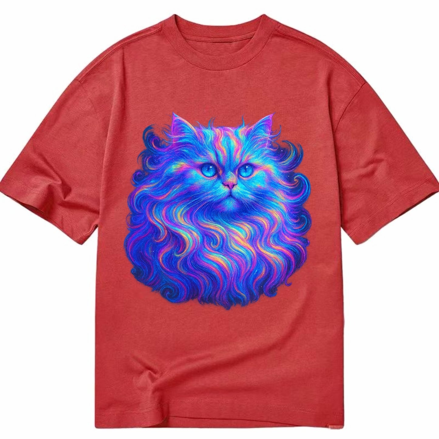 Luxurious Persian cat with flowing fur that refracts into rainbow prisms, soft - Classic T-shirt - Red