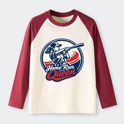 Feminine Power at Bat - Raglan Long Sleeve T-Shirt - Red