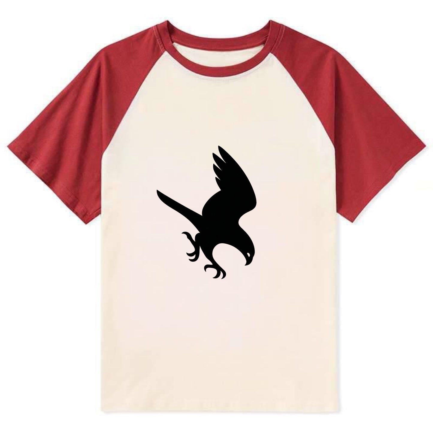 Hawk diving for prey - Contrast Raglan T-shirt - Red