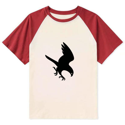 Hawk diving for prey - Contrast Raglan T-shirt - Red