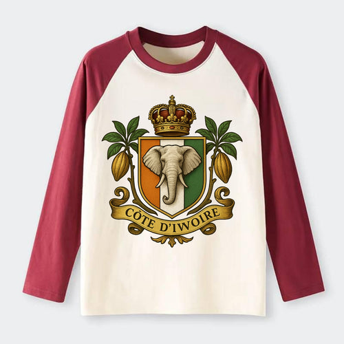 Ivory Coast Royal Logo - Raglan Long Sleeve T-Shirt