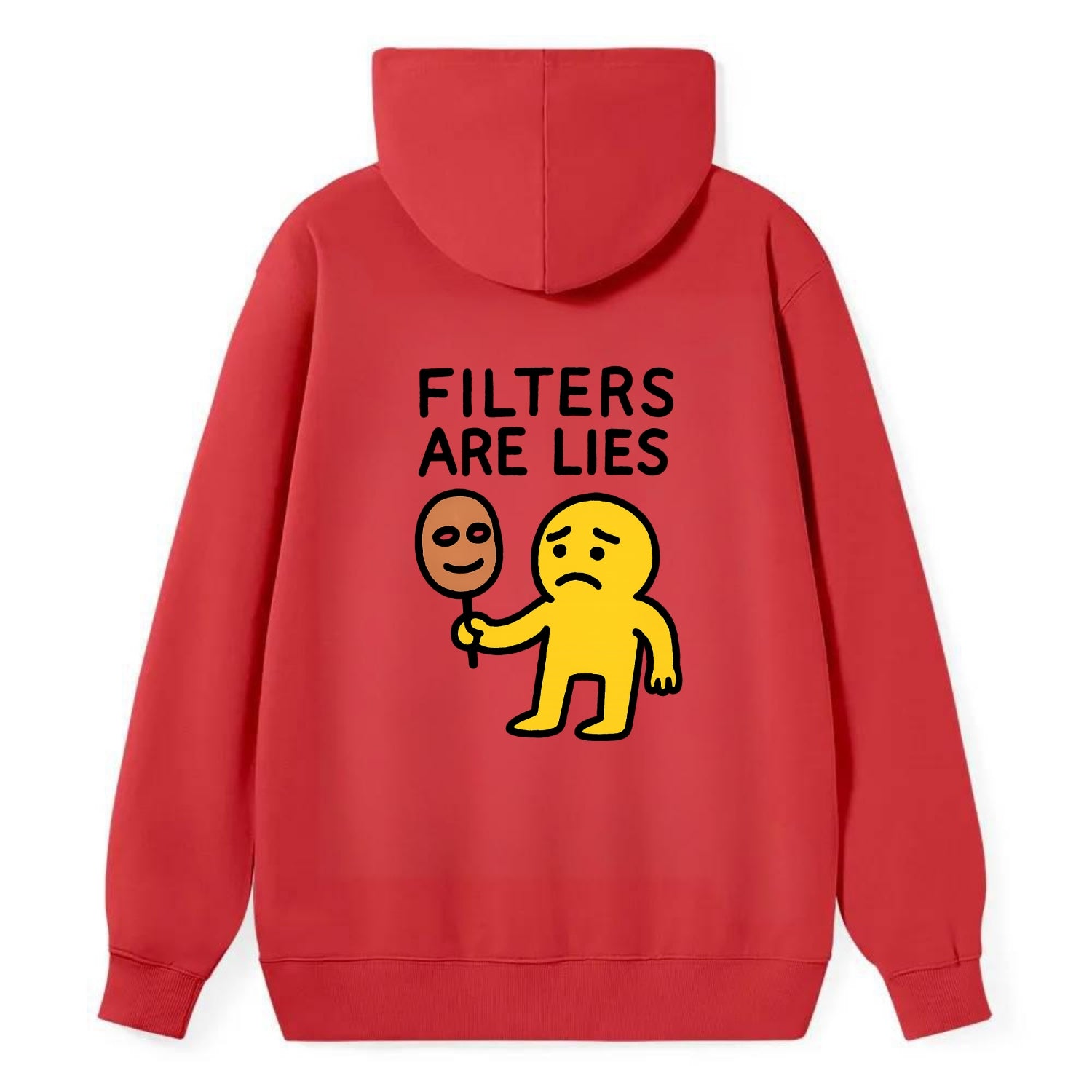 FILTERS ARE LIES | Mask arguing with face - Classic Pullover Hoodie - Red