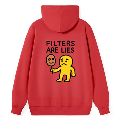 FILTERS ARE LIES | Mask arguing with face - Classic Pullover Hoodie - Red