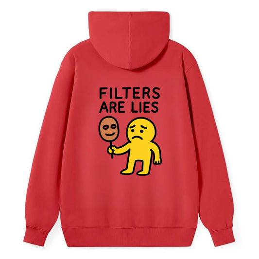 FILTERS ARE LIES | Mask arguing with face - Classic Pullover Hoodie - Red